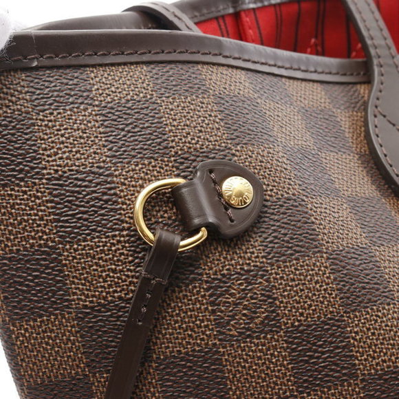 Louis Vuitton Brown Bag Red Damier Cerise Tote Neverfull Brown Ebene - Picture 7 of 7